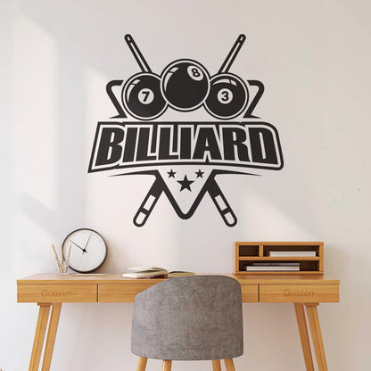 Vinyl Art Sticker Billiard Balls Lettering Cue Numbers Easy Installation