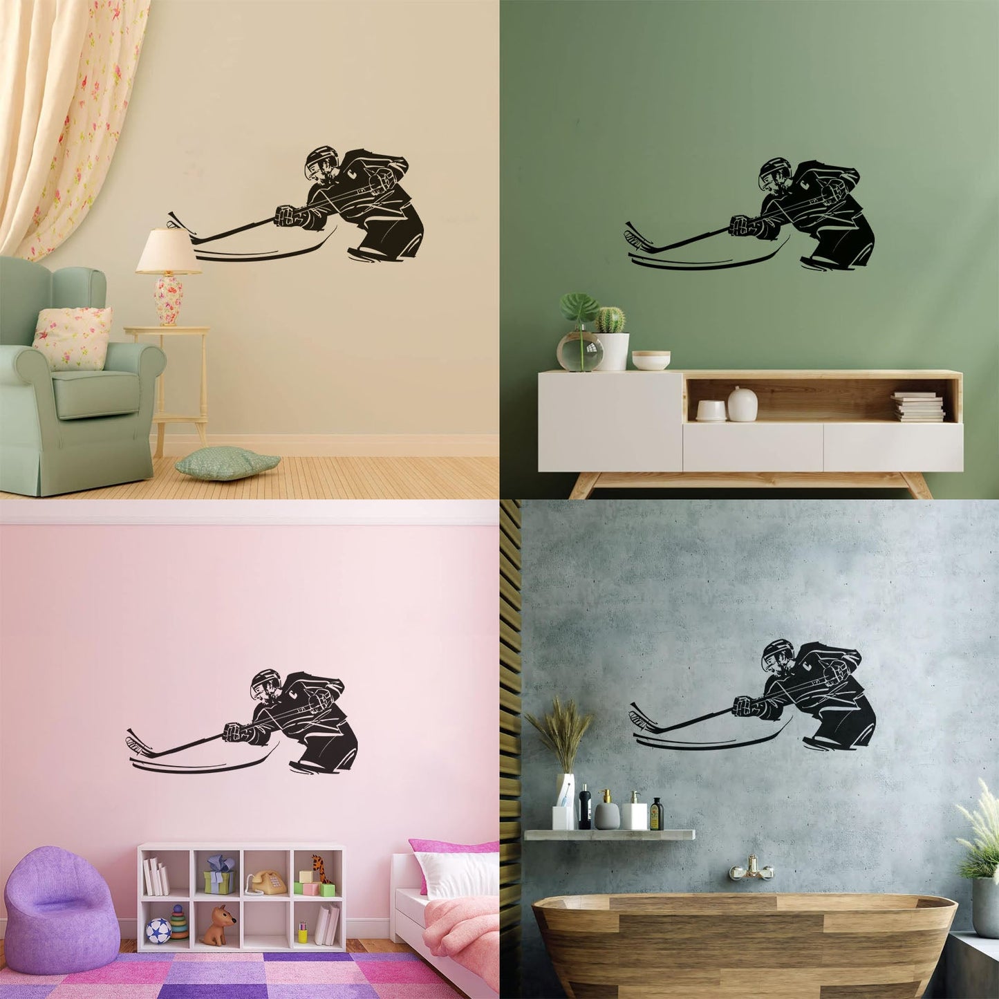 Fine Carving Stickers Hockey Sport Stick Puck Game Tattoo Culture