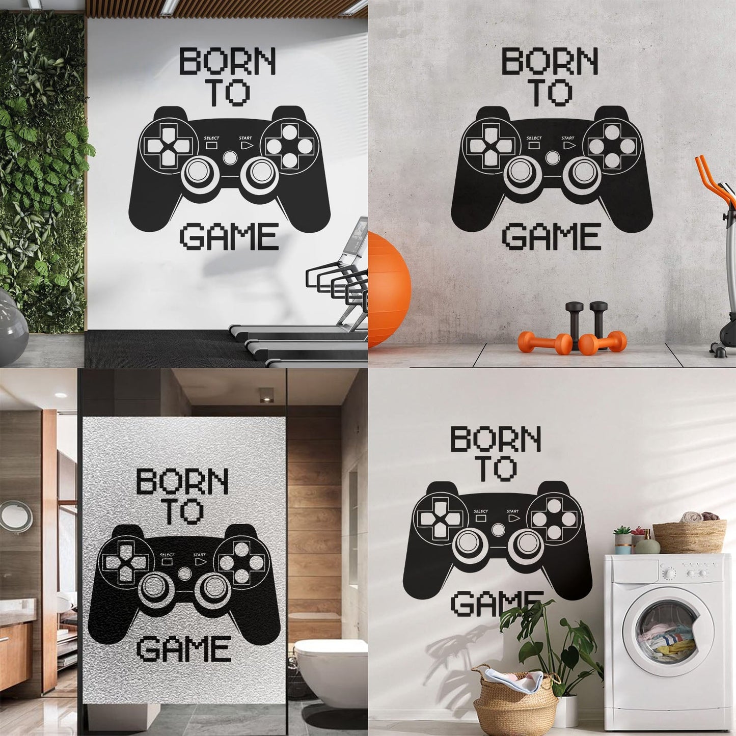 Wall Stickers Quote Video Game Computer Joystick Gaming Teen Boys Glass Stickers