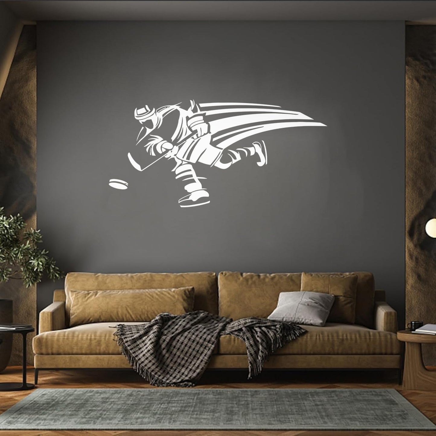 Hockey Player Sportsman Home Fine Carving Decals Store Decoration