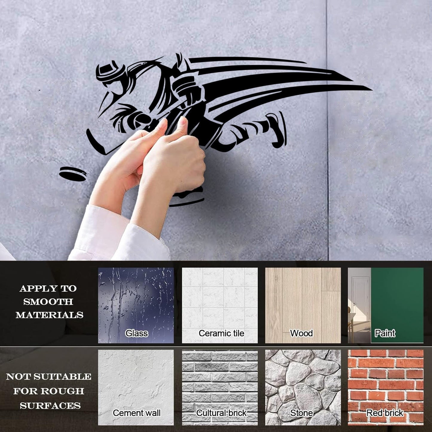 Hockey Player Sportsman Home Fine Carving Decals Store Decoration