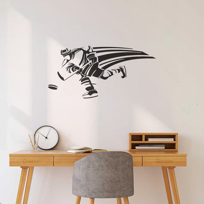 Hockey Player Sportsman Home Fine Carving Decals Store Decoration
