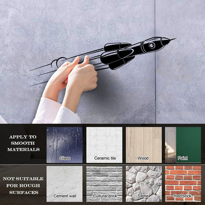 Engraving Stickers Rocket Space Cosmonaut Flight Universe Removable Without Leaving Glue