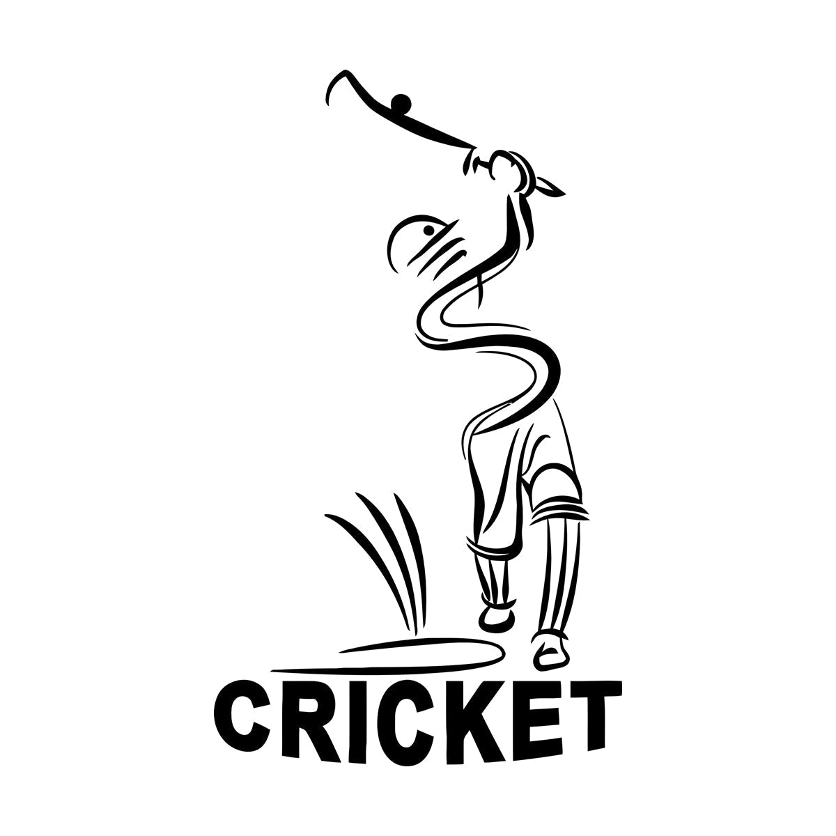 Vinyl Wall Stickers Abstract Cricket Player Sports Bit Team Game Easy Installation