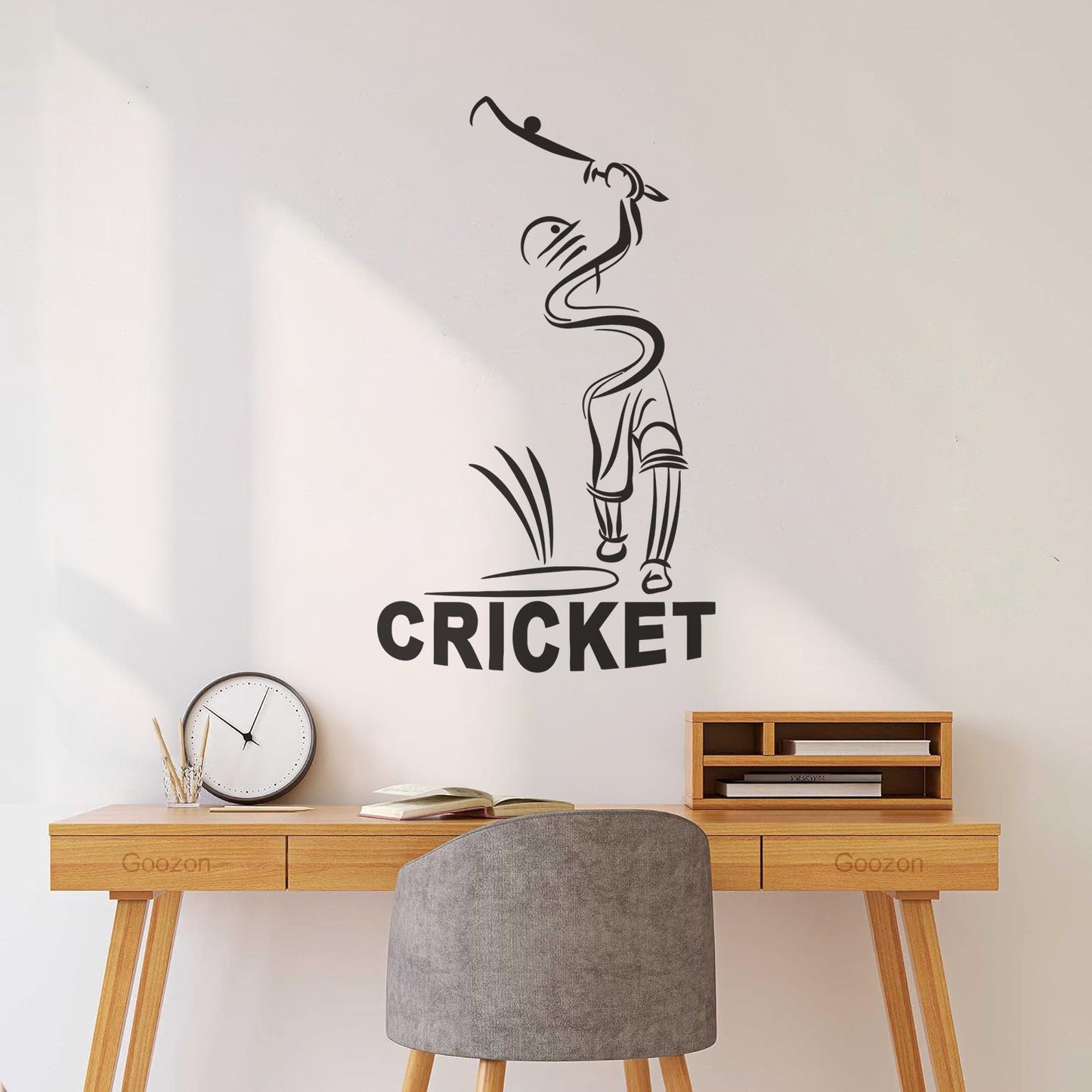 Vinyl Wall Stickers Abstract Cricket Player Sports Bit Team Game Easy Installation