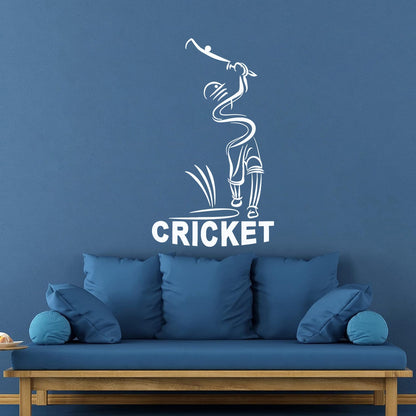 Vinyl Wall Stickers Abstract Cricket Player Sports Bit Team Game Easy Installation