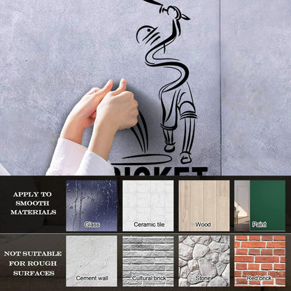 Vinyl Wall Stickers Abstract Cricket Player Sports Bit Team Game Easy Installation