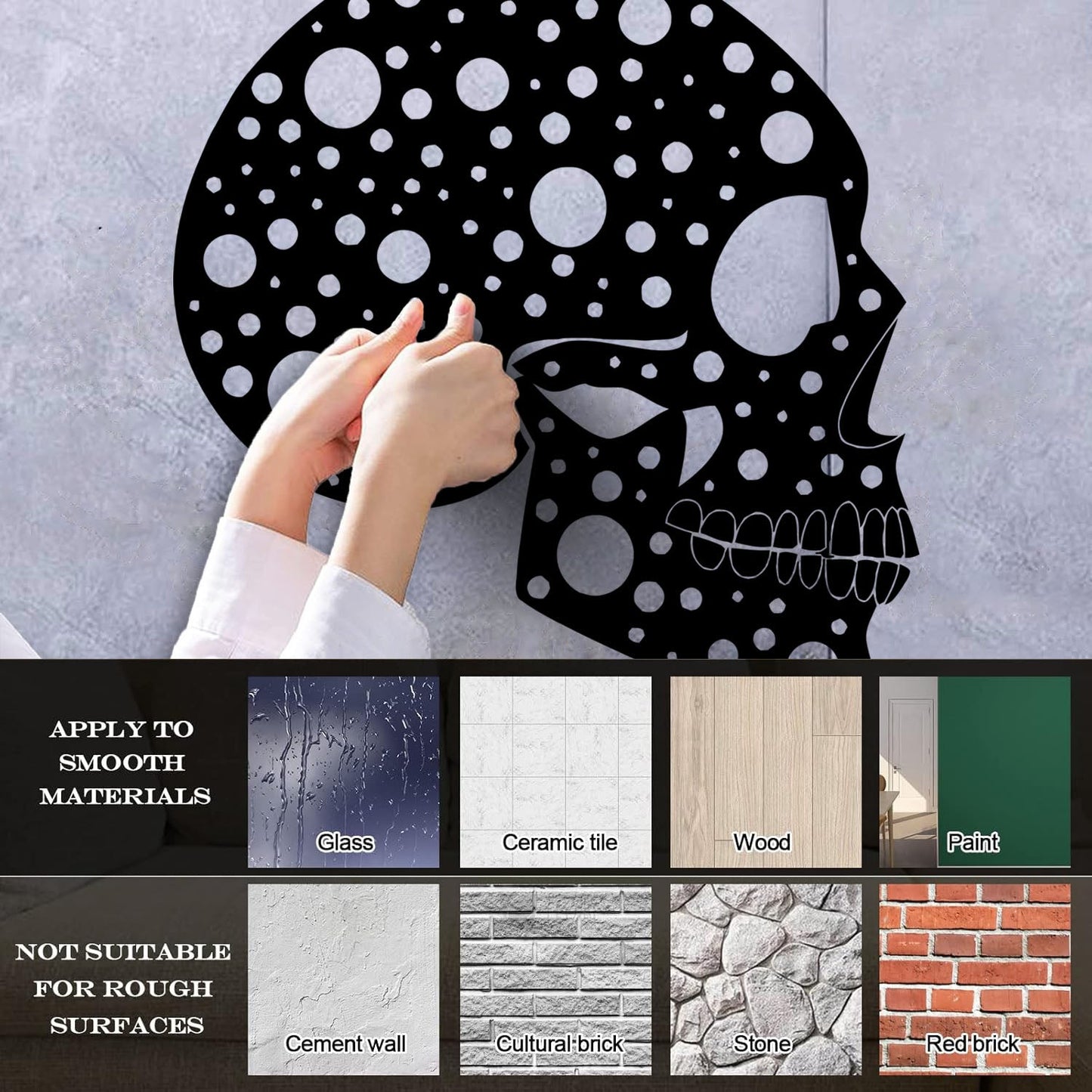 Wall Decals Abstract Funny Halloween Horror Human Skull Art Mural Painting