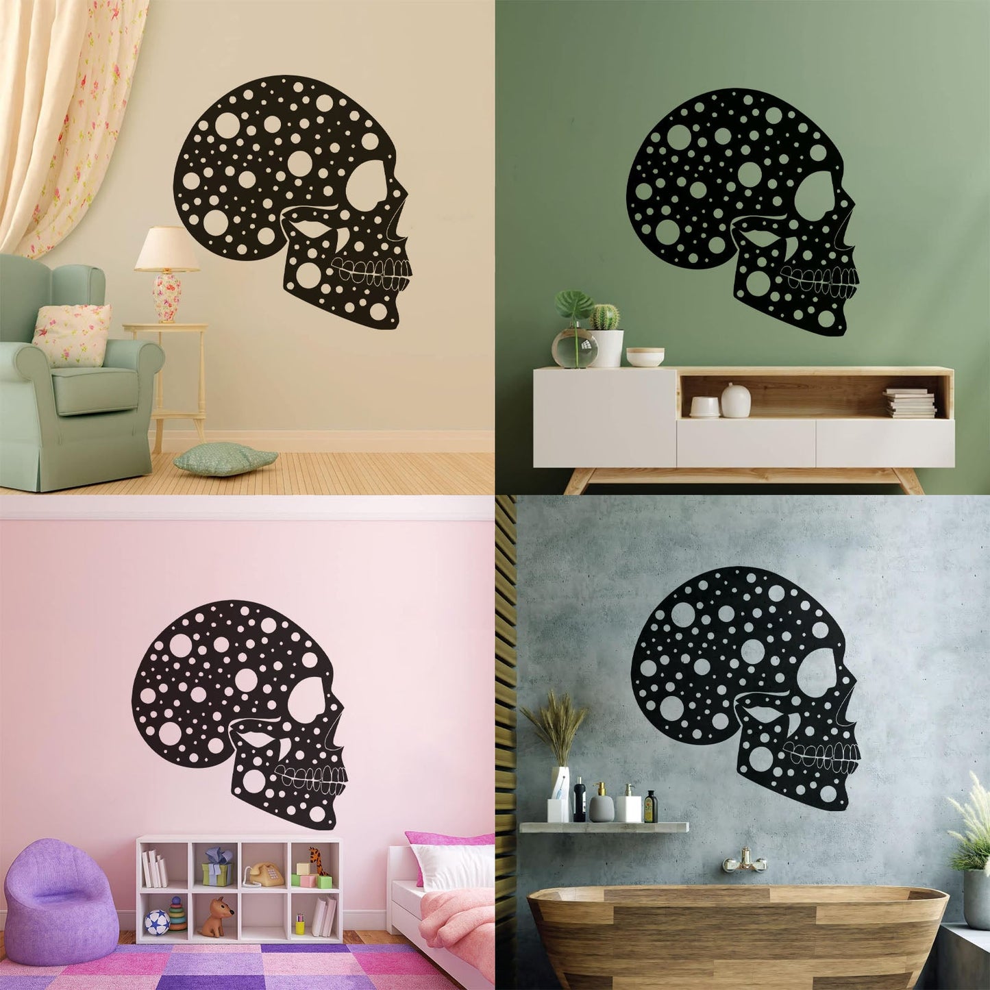 Wall Decals Abstract Funny Halloween Horror Human Skull Art Mural Painting