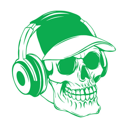 Wall Vinyl Sticker Decor Baseball Cap Skull Bones Headphones Teenager Can Modify And Add Information