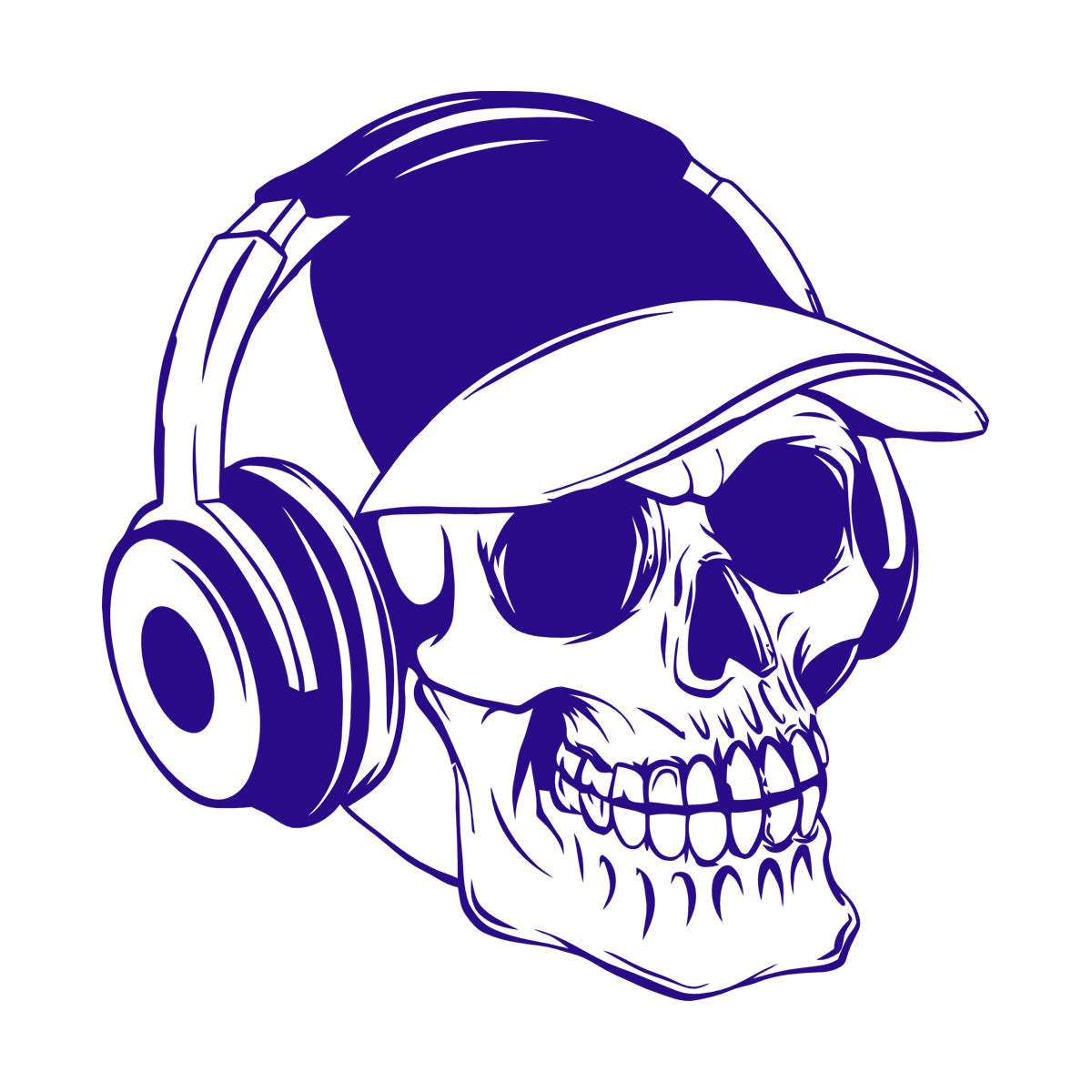Wall Vinyl Sticker Decor Baseball Cap Skull Bones Headphones Teenager Can Modify And Add Information