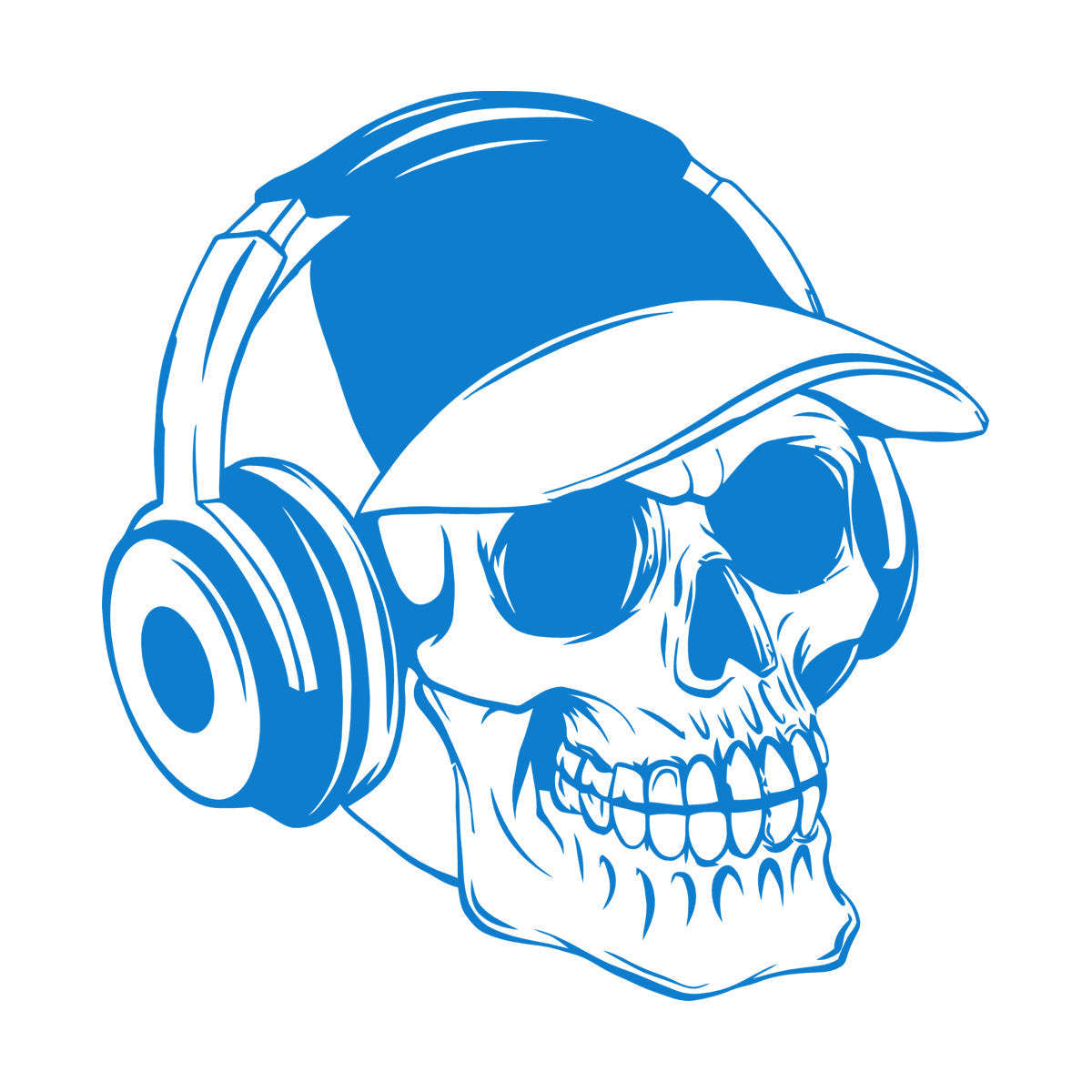 Wall Vinyl Sticker Decor Baseball Cap Skull Bones Headphones Teenager Can Modify And Add Information
