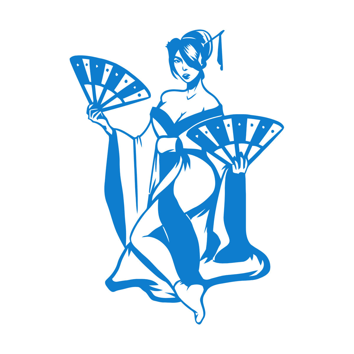 Fine Carving Decals Beautiful Woman Geisha Japanese Hand Fan Car Body Decoration