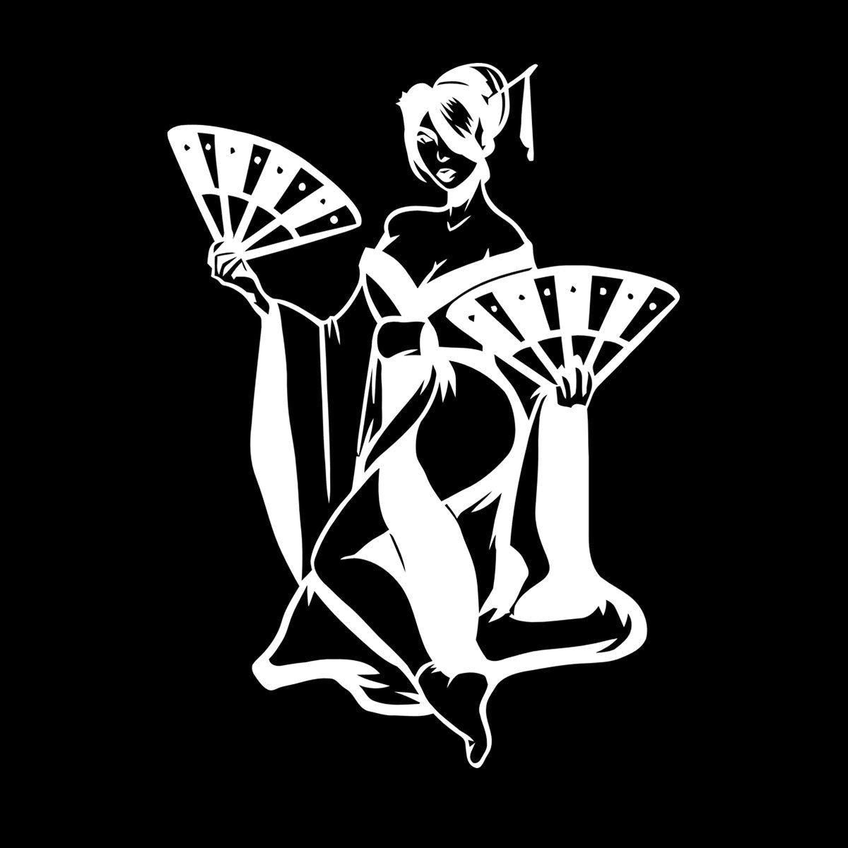 Fine Carving Decals Beautiful Woman Geisha Japanese Hand Fan Car Body Decoration
