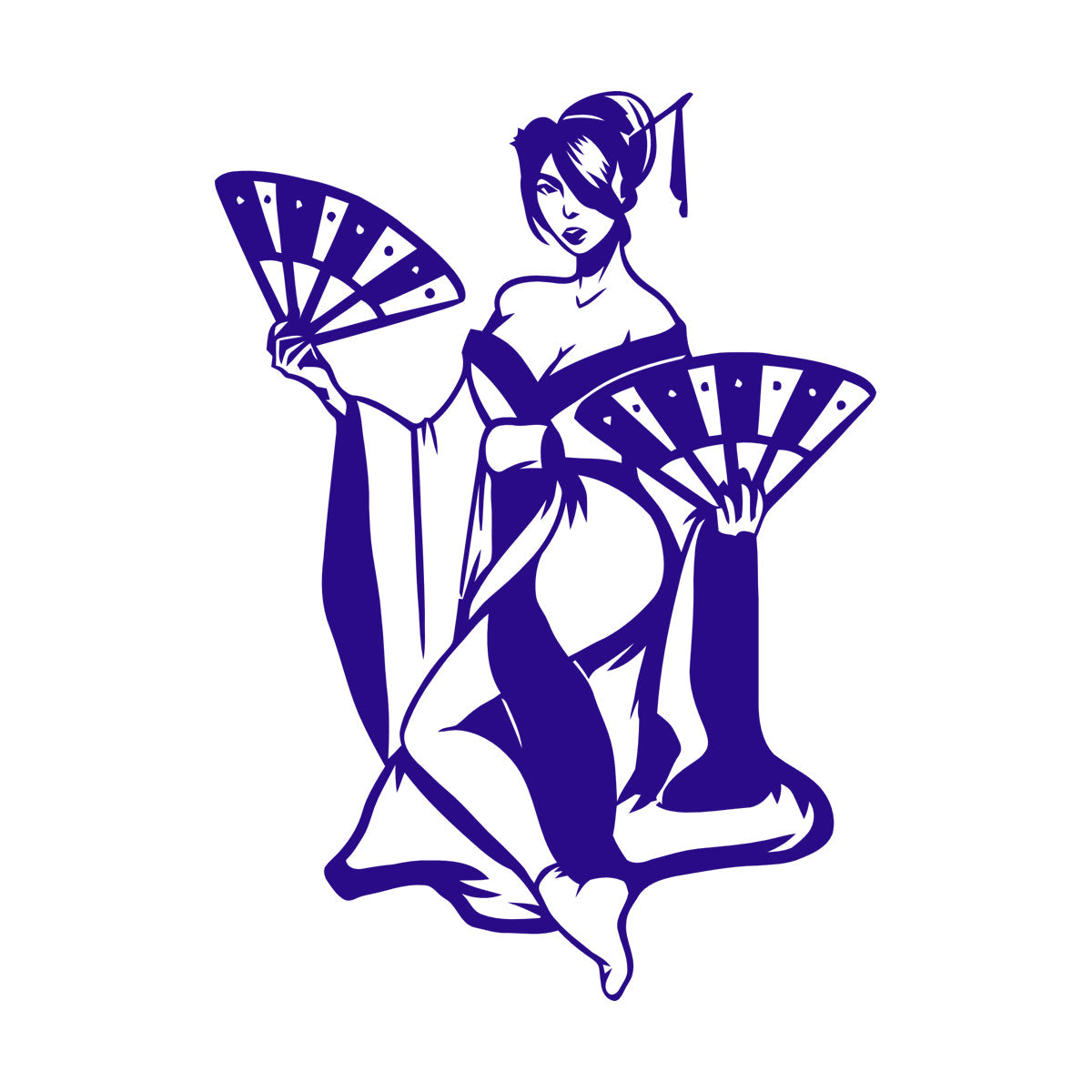 Fine Carving Decals Beautiful Woman Geisha Japanese Hand Fan Car Body Decoration