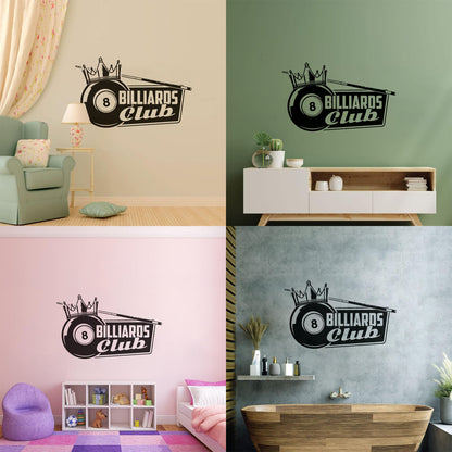 Wall Decals Pvc Billiards Club Crown King Hobbies Sports Leisure Room Tattoo Culture