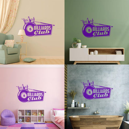 Wall Decals Pvc Billiards Club Crown King Hobbies Sports Leisure Room Tattoo Culture