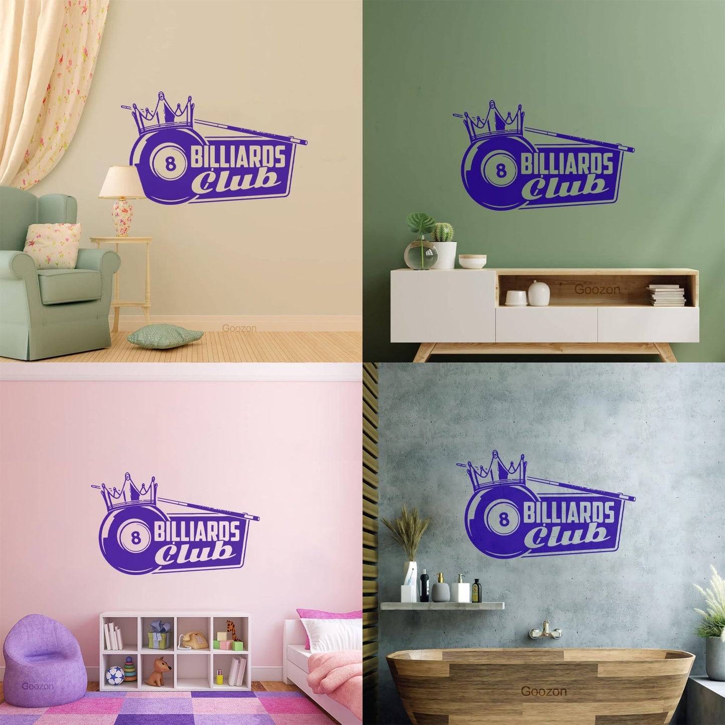 Wall Decals Pvc Billiards Club Crown King Hobbies Sports Leisure Room Tattoo Culture