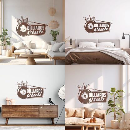 Wall Decals Pvc Billiards Club Crown King Hobbies Sports Leisure Room Tattoo Culture