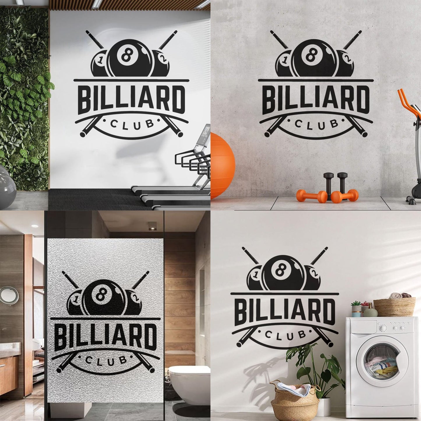 Lettering Stickers Billiards Club Icon Balls Entertainment Removable Without Leaving Glue