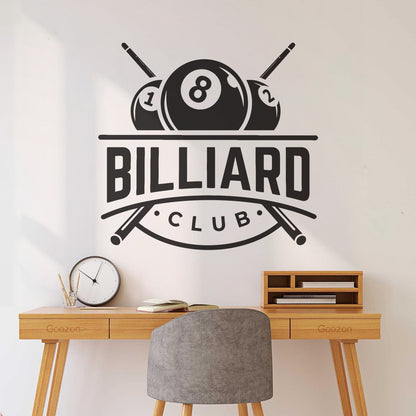 Lettering Stickers Billiards Club Icon Balls Entertainment Removable Without Leaving Glue