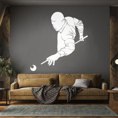 Wall Decals Paster Paper Billiards Club Playing Man Games Cue Self Adhesive