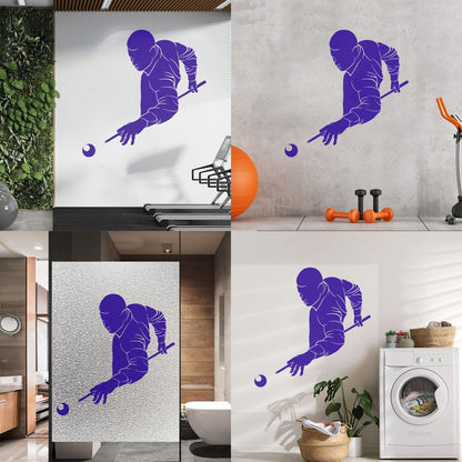 Wall Decals Paster Paper Billiards Club Playing Man Games Cue Self Adhesive