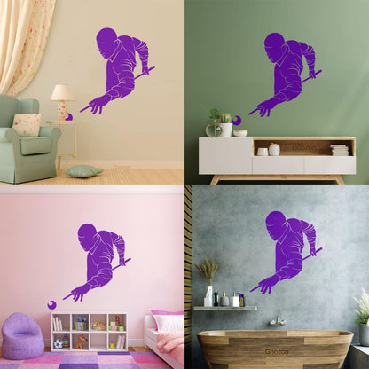 Wall Decals Paster Paper Billiards Club Playing Man Games Cue Self Adhesive