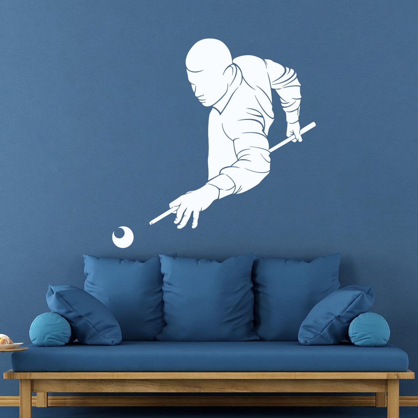 Wall Decals Paster Paper Billiards Club Playing Man Games Cue Self Adhesive