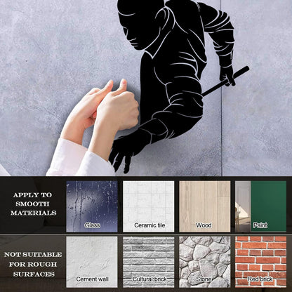 Wall Decals Paster Paper Billiards Club Playing Man Games Cue Self Adhesive