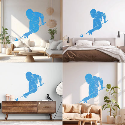 Wall Decals Paster Paper Billiards Club Playing Man Games Cue Self Adhesive