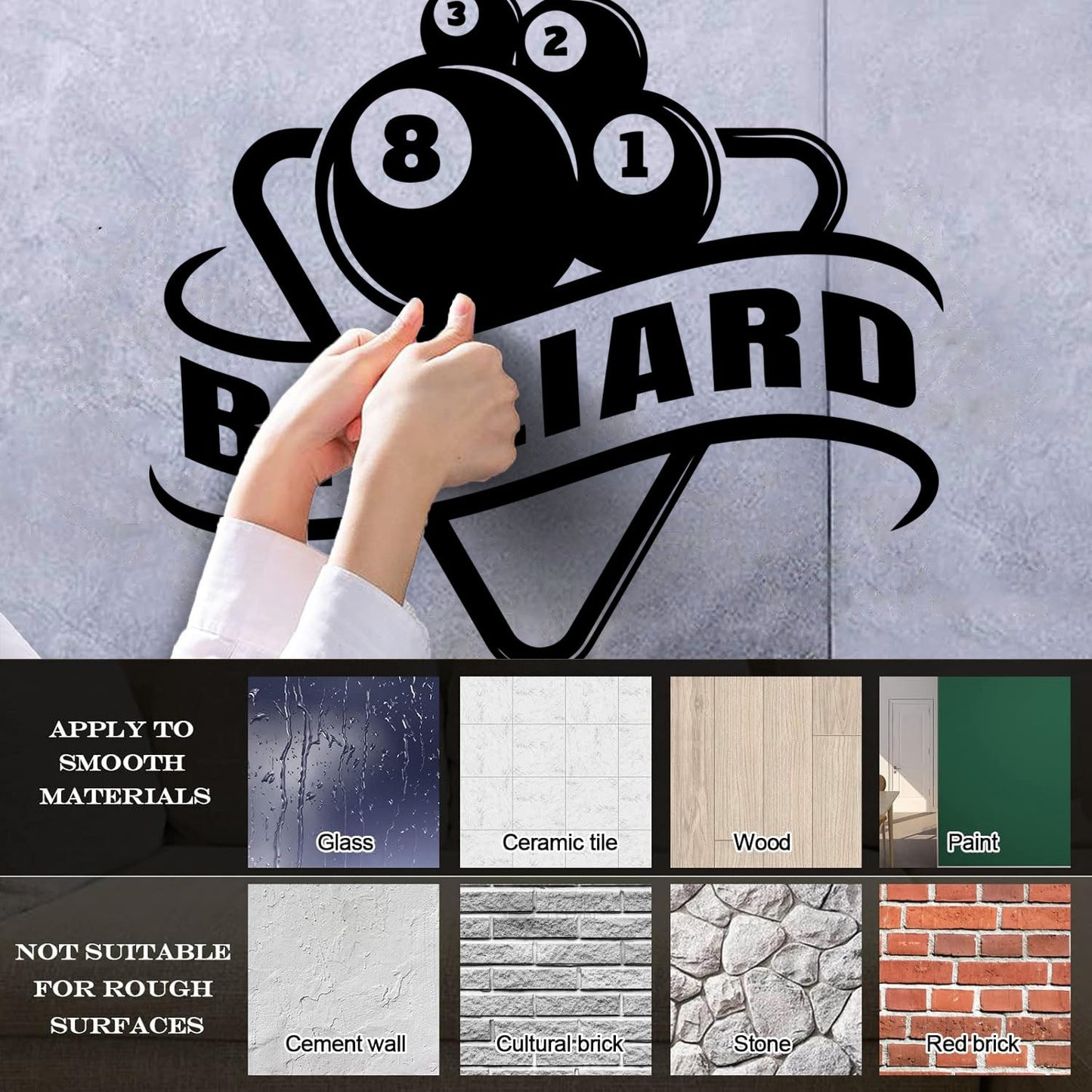 Wall Decals Billiards Sports League Table Pool Club Logo Multi Color Selection