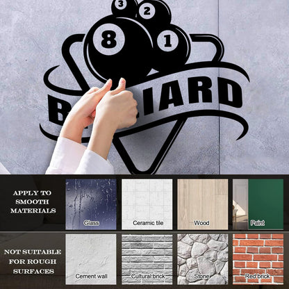 Wall Decals Billiards Sports League Table Pool Club Logo Multi Color Selection