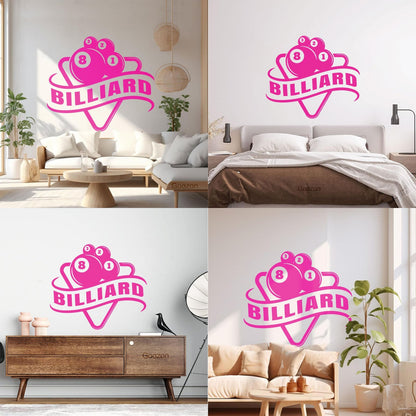 Wall Decals Billiards Sports League Table Pool Club Logo Multi Color Selection