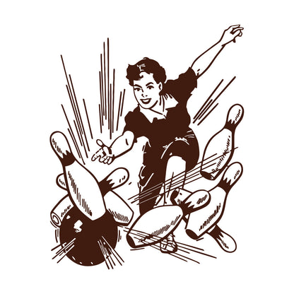 Vinyl Wall Decals Bowling Center Ball Skittles Recreation Girl Equipped With Transfer Film Kit