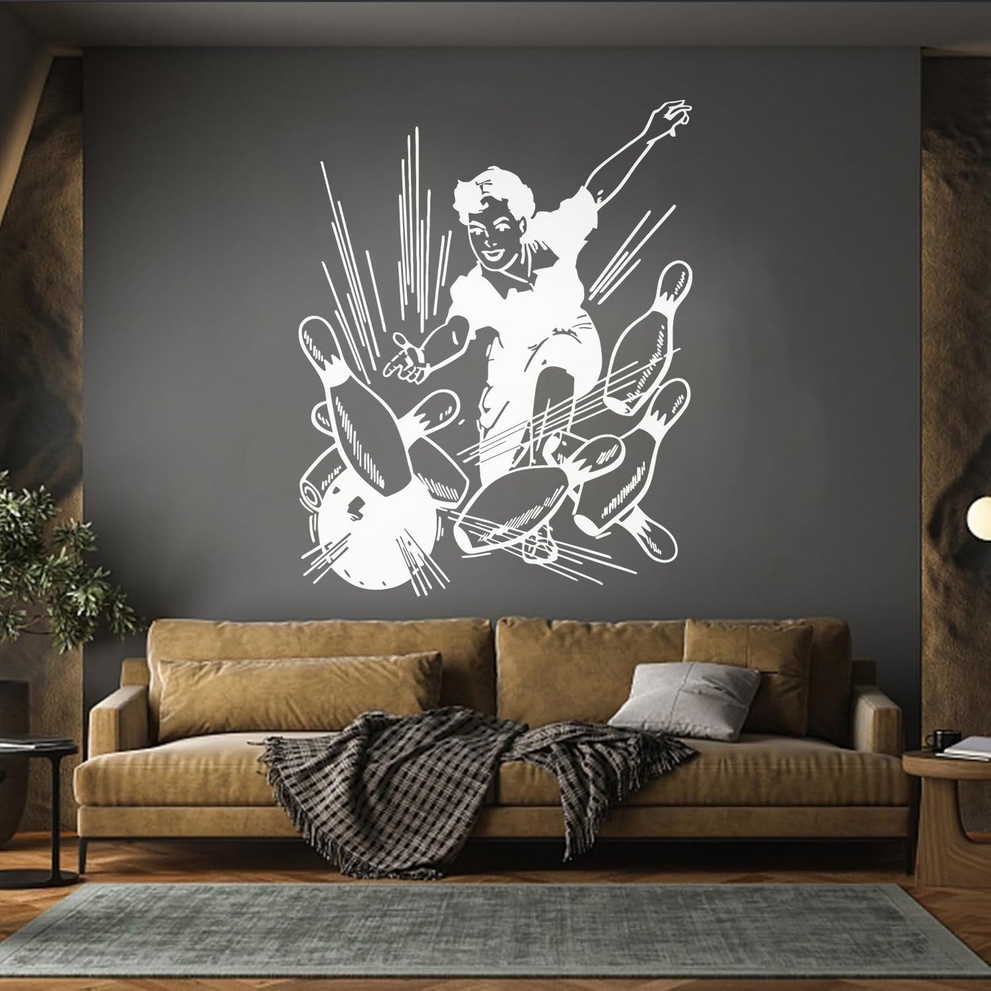 Vinyl Wall Decals Bowling Center Ball Skittles Recreation Girl Equipped With Transfer Film Kit