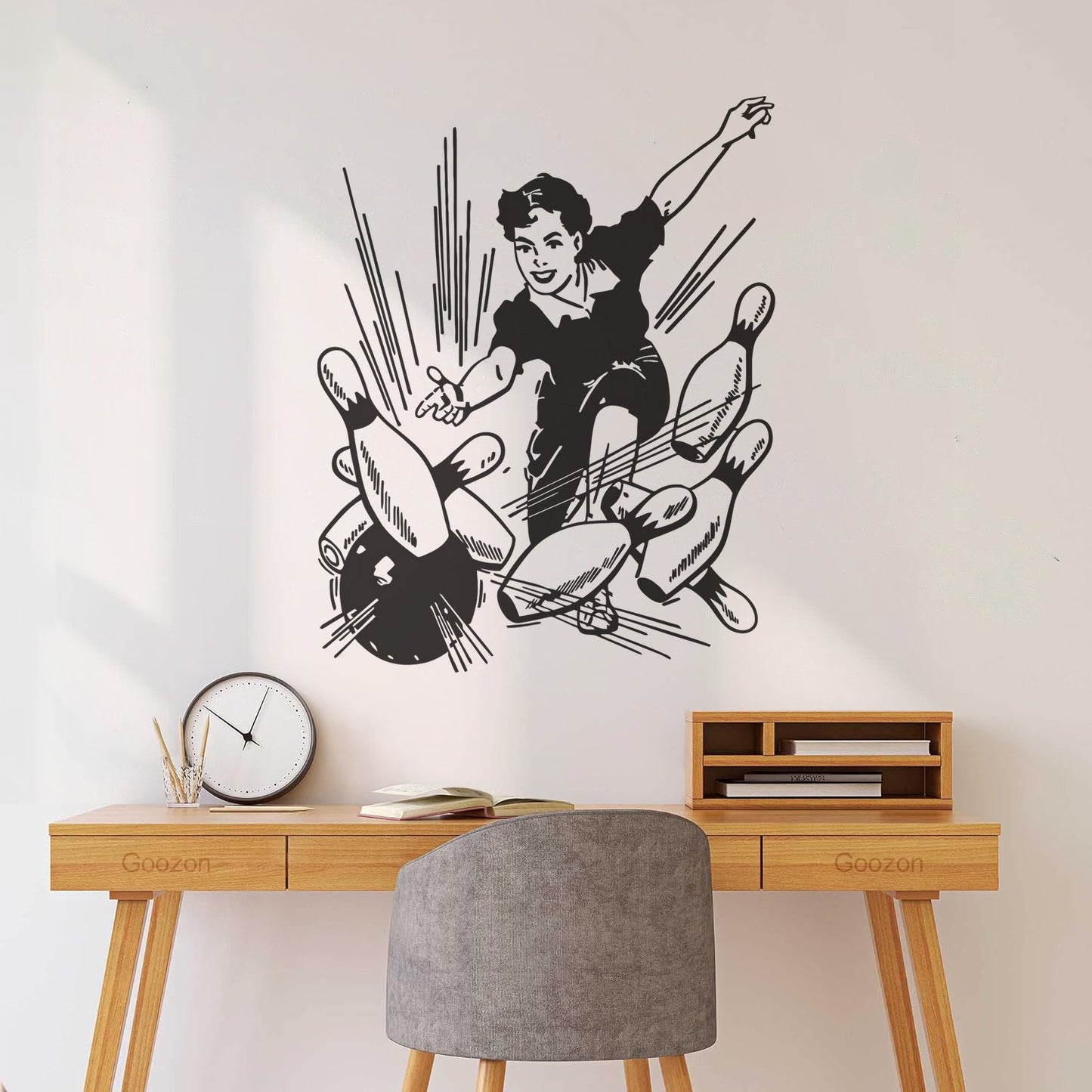 Vinyl Wall Decals Bowling Center Ball Skittles Recreation Girl Equipped With Transfer Film Kit