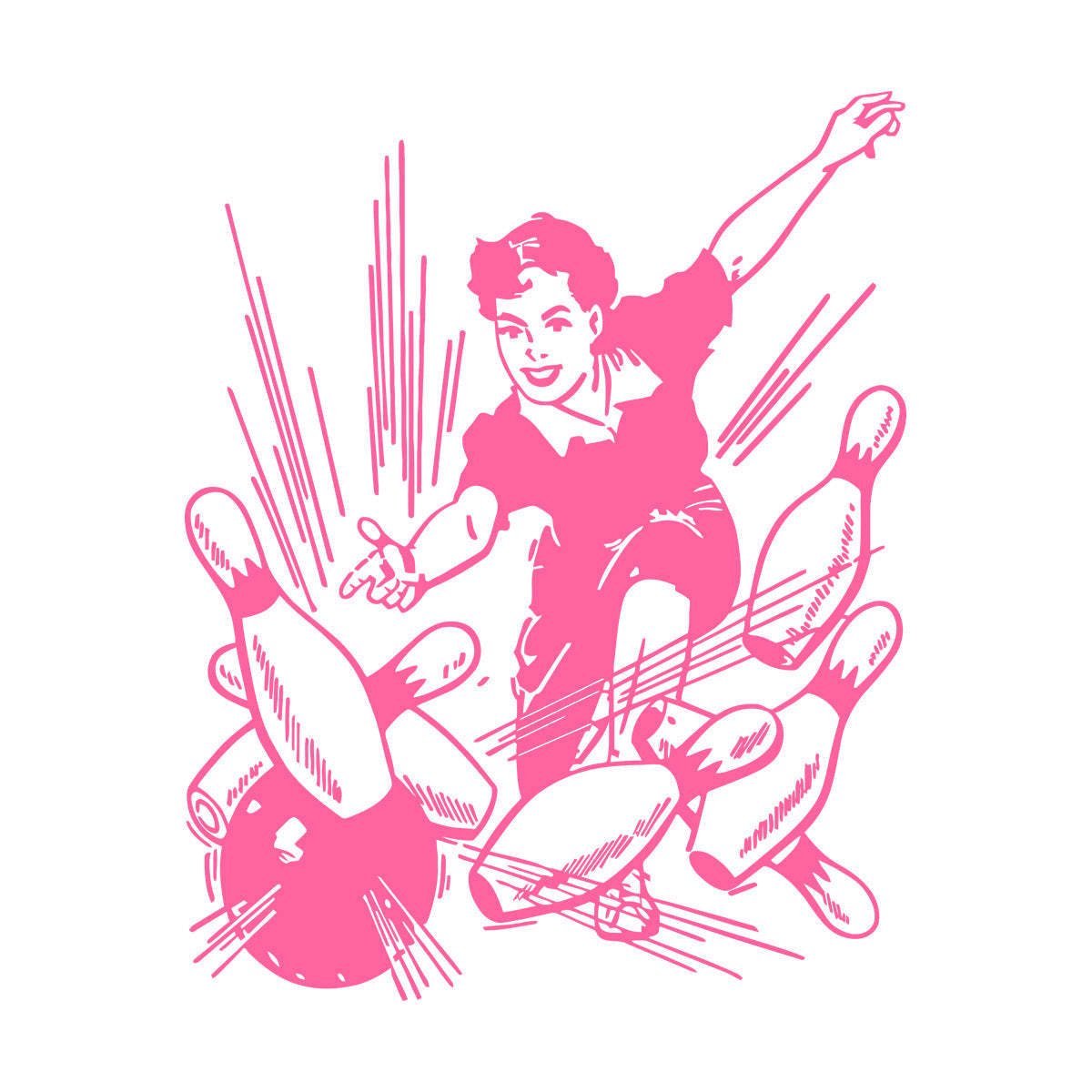 Vinyl Wall Decals Bowling Center Ball Skittles Recreation Girl Equipped With Transfer Film Kit