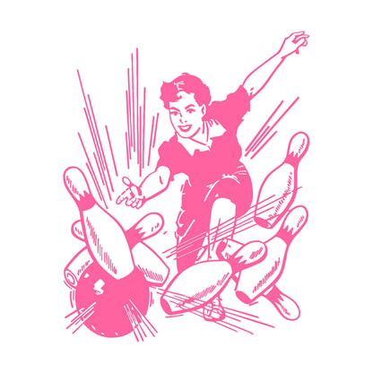 Vinyl Wall Decals Bowling Center Ball Skittles Recreation Girl Equipped With Transfer Film Kit