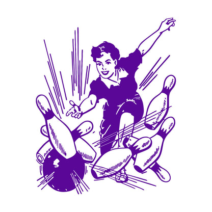 Vinyl Wall Decals Bowling Center Ball Skittles Recreation Girl Equipped With Transfer Film Kit