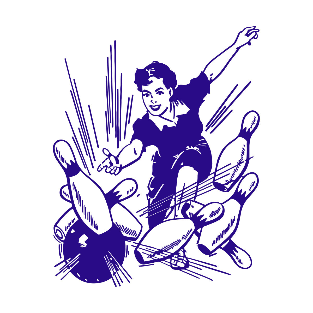 Vinyl Wall Decals Bowling Center Ball Skittles Recreation Girl Equipped With Transfer Film Kit