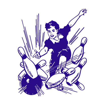 Vinyl Wall Decals Bowling Center Ball Skittles Recreation Girl Equipped With Transfer Film Kit