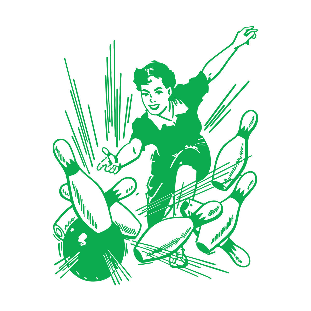 Vinyl Wall Decals Bowling Center Ball Skittles Recreation Girl Equipped With Transfer Film Kit