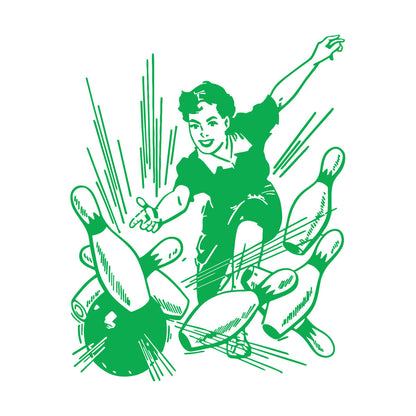 Vinyl Wall Decals Bowling Center Ball Skittles Recreation Girl Equipped With Transfer Film Kit