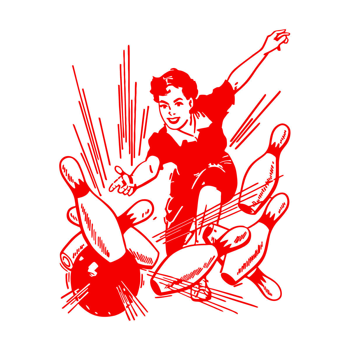 Vinyl Wall Decals Bowling Center Ball Skittles Recreation Girl Equipped With Transfer Film Kit