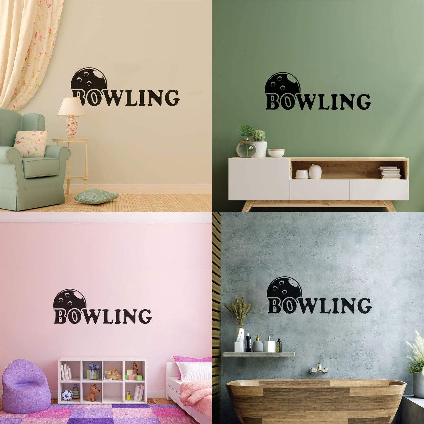 Engraving Decals Bowling Club Sport Entertainment Center Easy Installation