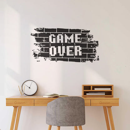 Wall Stickers Bricks Game Over Gaming Boys Play Video Games Personalized Customization