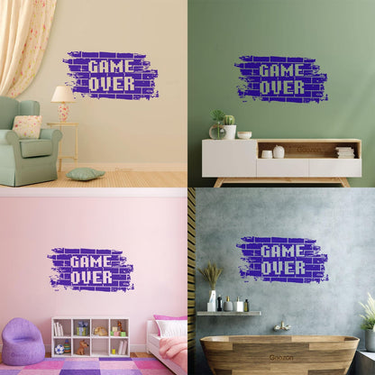 Wall Stickers Bricks Game Over Gaming Boys Play Video Games Personalized Customization