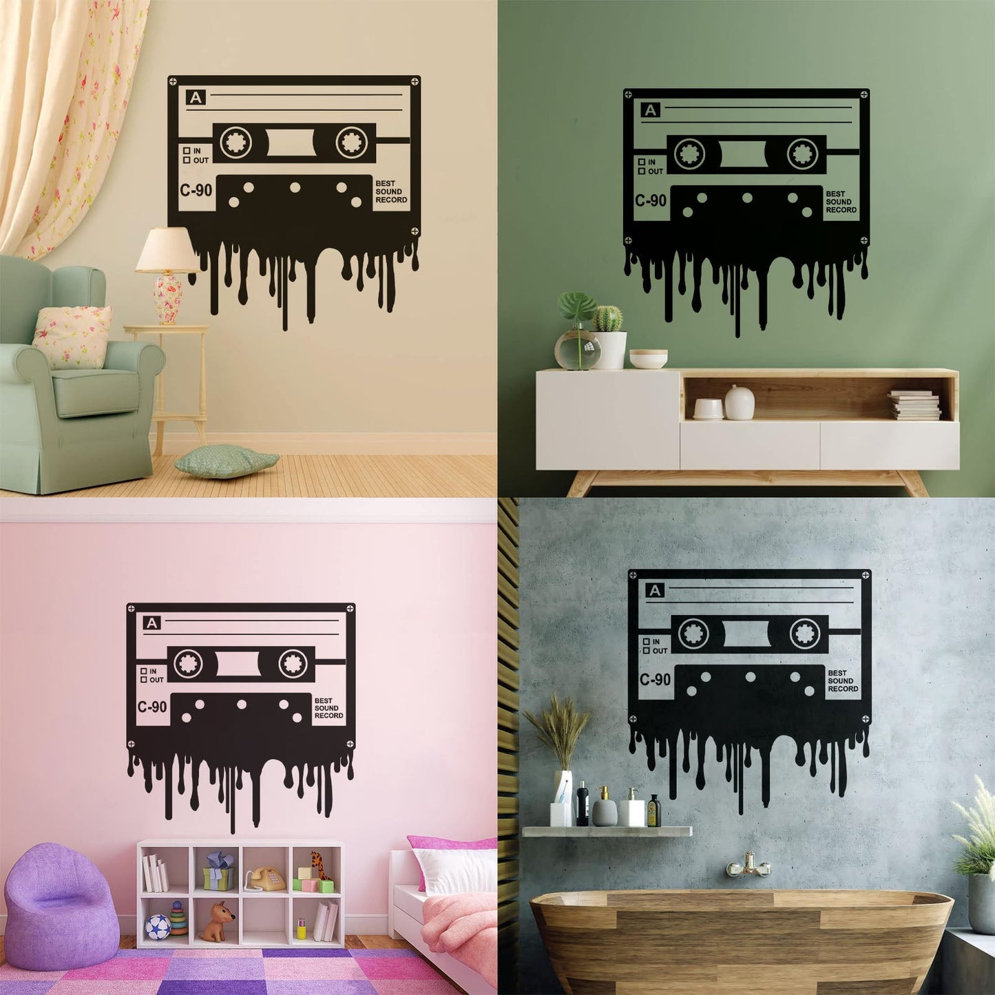 Cassette Music Best Sound Record Retro Style Engraving Stickers Wall Beautification