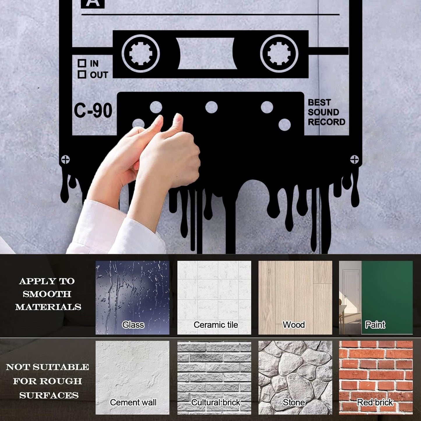 Cassette Music Best Sound Record Retro Style Engraving Stickers Wall Beautification
